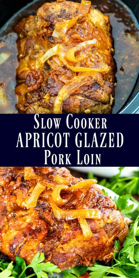 2b Mindset Cauliflower, Pork Loin Crock Pot Recipes, Glazed Pork Loin, Fried Rice With Shrimp, Rice With Shrimp, Slow Cooker Pork Loin, Apricot Glaze, Crockpot Pork Loin, Crockpot Pork Tenderloin