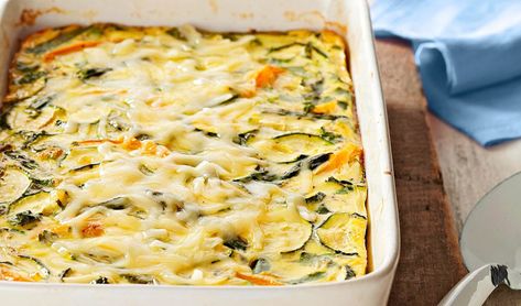 Asparagus, Zucchini, & Pepper Frittata Egg Frittata Recipes, Pepper Frittata, Asparagus Zucchini, Zucchini Frittata, Vegetable Frittata, Frittata Recipes, Colorful Vegetables, Time Of The Day, Yellow Pepper