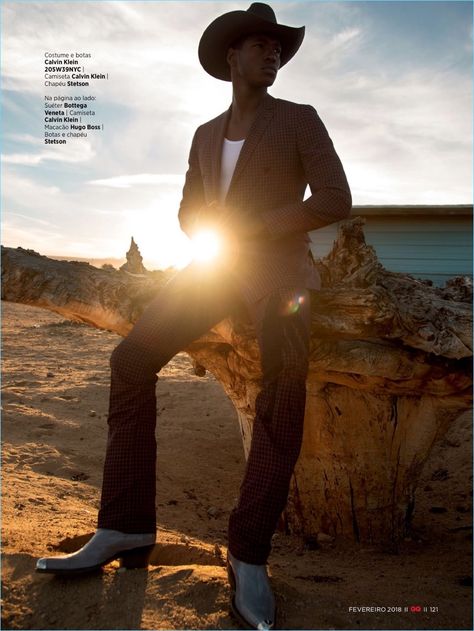 Desert Fashion Editorial, Western Photoshoot Ideas, Ronald Epps, Mens Western Style, Mountain Photoshoot, Western Photoshoot, Desert Photoshoot, Cowboy Aesthetic, Mens Fashion Editorial