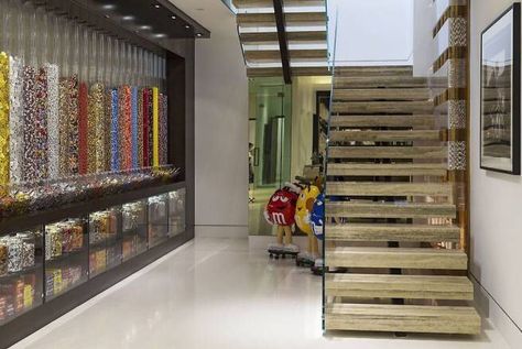 Candy Room - The $85 Million Beverly Hills Mansion Beyonce & Jay Z May Buy Candy Wall, Candy Room, Beverly Hills Mansion, Beverly Hills Houses, Luxury Amenities, Los Angeles Homes, Candy Store, Home Cinemas, Celebrity Houses