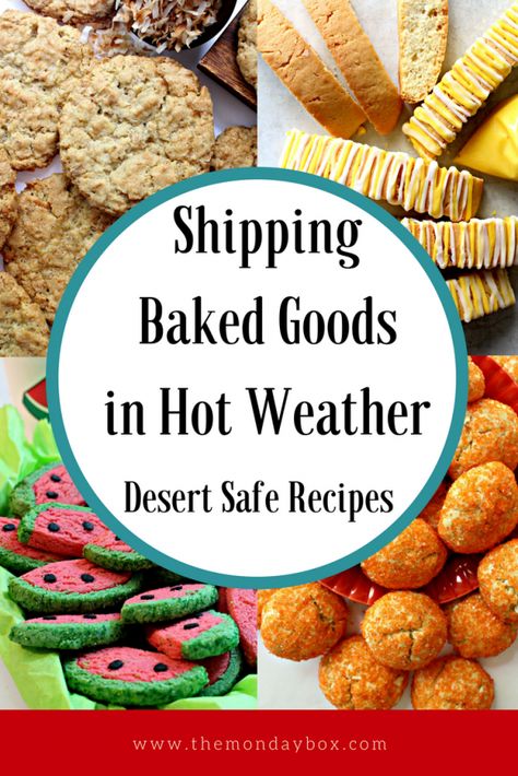 Shipping baked goods in hot weather can be tricky. Heat promotes spoilage. These desert safe recipes are perfect for care packages for deployed military!| themondaybox.com #themondaybox #military #militarycarepackage #militarycarepackages #carepackages #carepackagecookies #shippingcookies #mailingcookiies #sendingcookies #cookies #brownies #barcookies #bars #blondies #carepackagerecipes Mailing Baked Goods Care Packages, Care Package Baked Goods, Shipping Baked Goods Care Packages, Mailable Treats, Shipping Desserts, Summer Baked Goods, Deployment Party, Camp Care Packages, Party Crowd