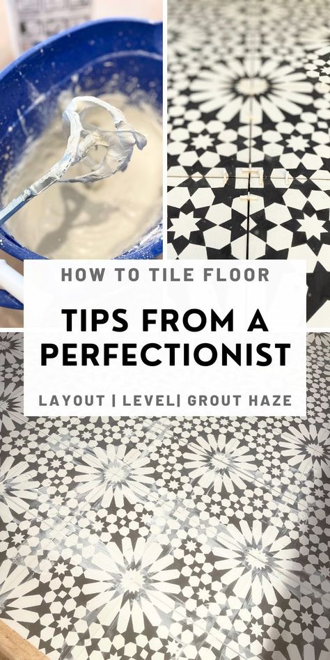 Wondering how to tile a bathroom floor? SAVE this pin for the BEST bathroom inspiration and floor tile guide. This DIY home improvement + home remodel skill saves tons of money! Planning a budget bathroom remodel and want DIY Bathroom ideas? Check out this bath renovation and learn how to install bathroom tile like a pro! Whether you are tiling a shower, around a tub, how to grout, or how to get rid of grout haze; these easy DIY install tile floor steps will teach you how to install tile floor. Install Tile Floor, How To Install Tile, Diy Bathroom Ideas, How To Grout, Prairie Modern, Installing Tile Floor, Money Planning, Cement Floor Tiles, Rustic Bathroom Remodel