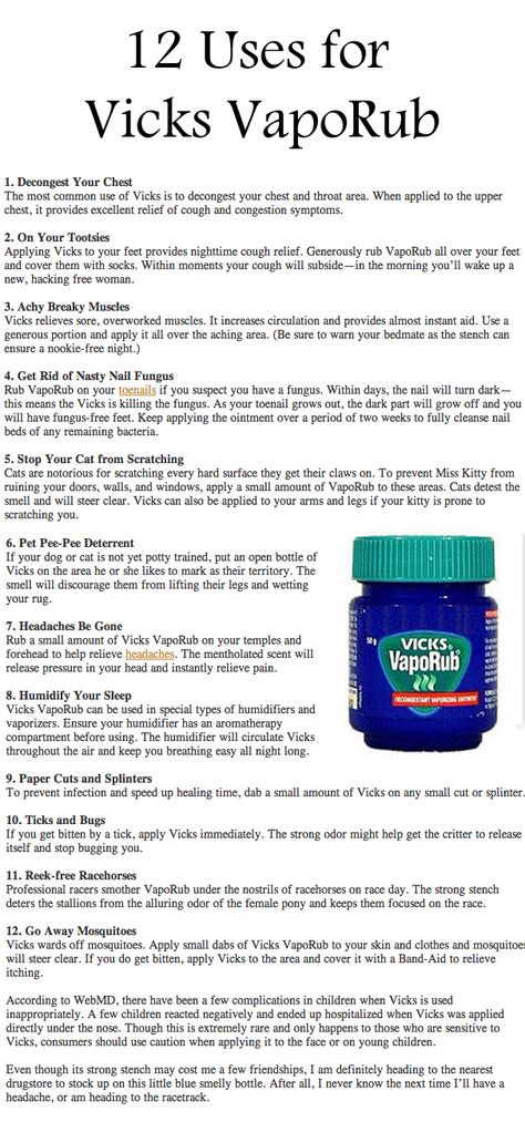 12 Uses for Vicks Vic Vaporub, Vapo Rub, Vicks Vapor Rub, Vicks Vapor, Vicks Vaporub Uses, Cough Relief, Uses For Vicks, Vapor Rub, Vicks Vaporub