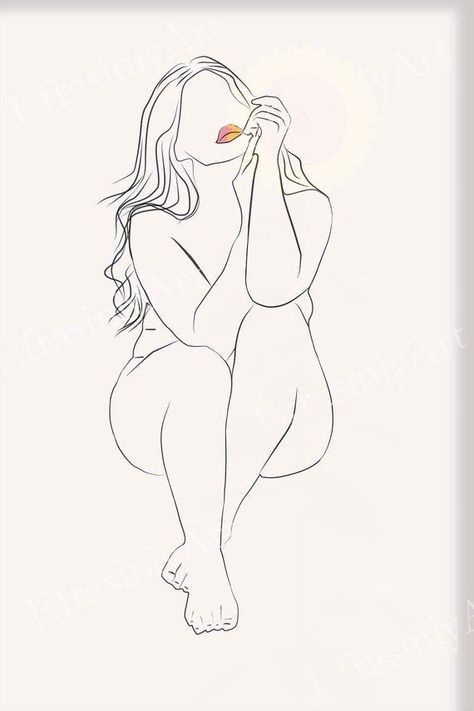 Body Image Art, Body Positivity Art, Woman Line Art, Woman Poster, Plus Size Art, Line Art Design, Outline Art, Outline Drawings, Abstract Line Art