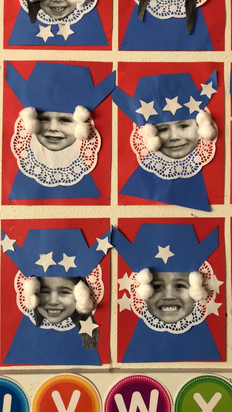 Presidents’ Day art!!! #presidentsday #preschool America Theme Preschool Activities, Pre K Veterans Day Craft, Presidents Crafts For Preschoolers, Presidents Day Preschool Crafts, Toddler Presidents Day Crafts, Presidents Day Crafts For Infants, Presidents Preschool Activities, Presidents Day Activities For Toddlers, Presidents Day Crafts For Kids Preschool