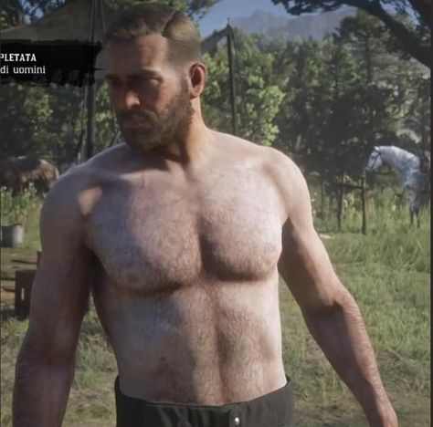 A shirtless Arthur Morgan Arthur Morgan Hot Art, Hot Arthur Morgan Rdr2, Arthur Morgan Hair, Arthur Morgan Mustache, Arthur Morgan Shirtless Rdr2, Arthur Morgan Long Hair, Middle Age Man Drawing, Red Dead Redemption Art, Pink Sweets