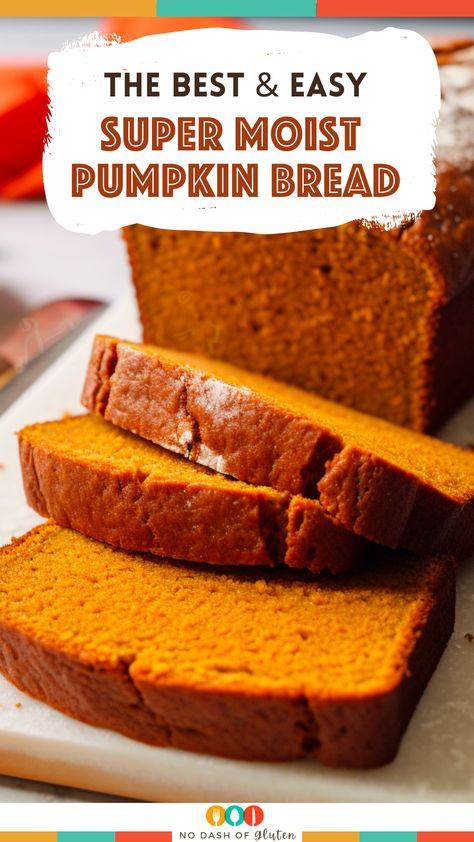 Super Moist Pumpkin Bread, Gluten Free Holiday Recipes, Halloween Breakfast, Pumpkin Bread Easy, Moist Pumpkin Bread, Bread Soft, Holiday Baking Recipes, Turbinado Sugar, Pumpkin Bread Recipe