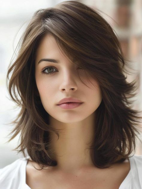 Over The Shoulder Haircut With Layers, Haircuts With Bangs Round Face, Shoulder Length Shag Hairstyles, Shoulder Length Shag, Shoulder Length Haircuts With Layers, Haircuts With Layers, Shoulder Length Layered Hair, Shoulder Length Haircuts, Nice Hairstyles