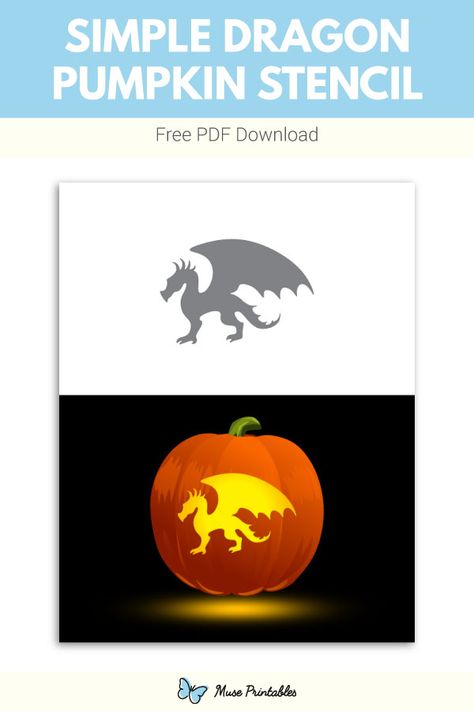 Free printable simple dragon pumpkin stencil. Download it at https://museprintables.com/download/pumpkin-stencil/simple-dragon/ Dragon Pumpkin Carving Ideas, Easy Dragon Pumpkin Carving, Dinosaur Pumpkin Stencil, Pumpkin Dragon Carving, Dragon Pumpkin Stencil, Dragon Pumpkin Carving Stencil, Dragon Pumpkin, Pumpkin Carving Stencils Dinosaur, House Of The Dragon Pumpkin Carving