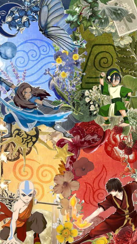 Avatar The Last Airbender Collage, Atla Wallpaper Aesthetic, Atla Wallpapers, Shuffle Aesthetic, Avatar Background, Avatar Collage, Profile Picture Maker, Background Collage, Avatar Poster