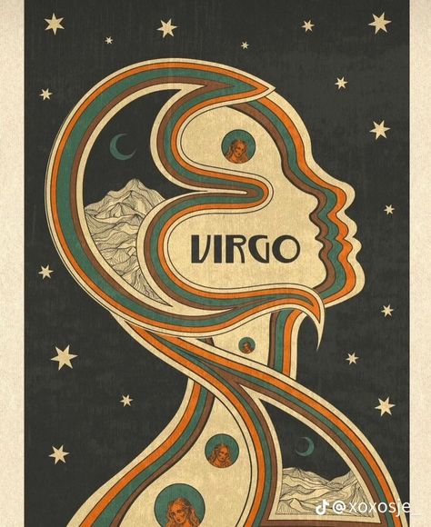 Virgo Painting, Astro Tarot, Virgo Art, Automatic Drawing, Psychadelic Art, Virgo Moon, Zodiac Art, Photo Wall Collage, Vintage Poster Art