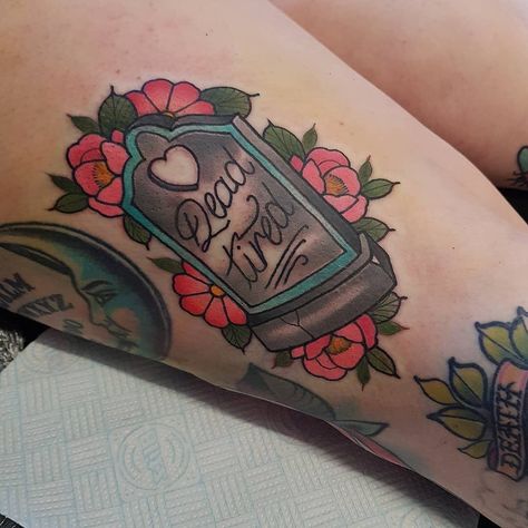 Tattoo Snob on Instagram: “Dead Tired tattoo by @hanahelizabethtattoo at Black Heart Collective in Rugeley, U.K. #hanahelizabethtattoo #blackheartcollective #rugeley…” Pill Tattoo, Jd Tattoo, Bailey Sarian, Villa Rica, Ink Ideas, Body Mods, Black Heart, Tattoos And Piercings, Body Art