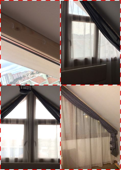 Curtains For Triangle Shaped Windows, Curtains For Triangle Windows, Triangle Window Curtains, Attic Curtains, Triangle Window, Shaped Windows, Attic Room, Triangle Wall, Simple Curtains