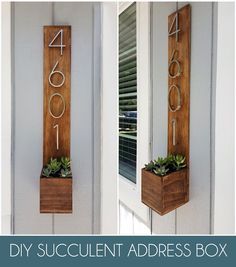 DIY ADDRESS PLANTER BOX - Succulents, Modern Planter Box, Craftsman, Modern Farmhouse, For the Home, Home Sweet Home, Character, Curb Appeal Vertical House Numbers, Do It Yourself Quotes, Woodworking Lamp, Woodworking Desk, Woodworking Basics, Woodworking Box, Woodworking For Kids, Address Numbers, Woodworking Table