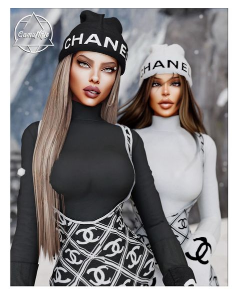 CHANEL SKI Collection (Female) - Beanie & Mittens (Hat&Gloves) | Patreon Sims 4 Skiing Cc, Royal Accessories, The Sims 4 Custom Content, Cc Hats, Ski Jumpsuit, Cc Shoes, Sims 4 Cc Shoes, Chanel Outfit, Cc Beanie