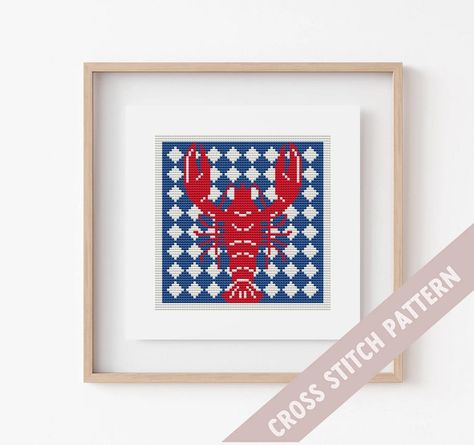 Lobster Cross Stitch PDF Pattern, Lobster Counted Cross Stitch chart, Instant Download, Lobster hoop art, Quick Cross Stitch DIY, small by TheStitchPatterns on Etsy Quick Cross Stitch, Stitch Diy, Thread Colors, Dmc Thread, Stitching Art, Cross Stitch Chart, Cross Stitch Art, Hoop Art, Counted Cross Stitch Patterns