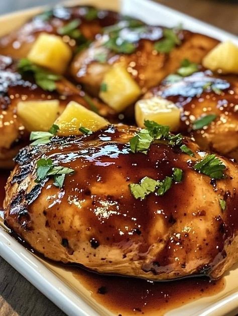 Grandma's Kitchen Recipes | 🍍 Baked Pineapple BBQ Chicken Breast 🍍 | Facebook Pineapple Bbq Chicken, Pineapple Baked, Bbq Chicken Breast, Baked Pineapple, Grandma's Kitchen, Grandmas Kitchen, Pineapple Slices, Baked Chicken Recipes, Bbq Chicken