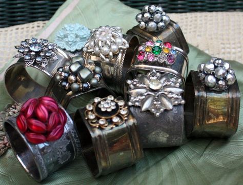 Mitzismiscellany_napkin_rings Wicked Crafts, Metal Napkin Rings, Silver Napkin Rings, Ring Holders, Thrift Finds, Napkin Ring, Mixed Metals, Easy Projects, Ring Holder