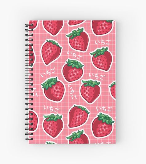 A cute strawberry pattern with the Japanese "strawberry" word in kanji. A lovely design for kawaii art, anime, manga and Japanese style lovers. It is available for socks, pins, phone cases, bags, and other popular products In my Redbubble shop. Follow the link to see the products.   ichigo, strawberry, pink, strawberry pattern, kawaii, cute, cute art, weaboo, kanji, Japan, Otaku, pink, berry, berries, sweet, juice, juicy, summer, fruit, anime, manga, style, food, aesthetics Strawberry School Supplies, Strawberry Stationary, Ichigo Strawberry, Kawaii Art Anime, Strawberry Notebook, Strawberry Items, Kawaii Notebook, Pattern Journal, Pink Berry