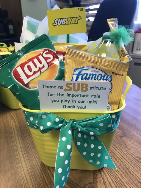 Subway Teacher Appreciation Printable, Subway Gift Card Ideas, Food Service Appreciation Week Gift Ideas, Sunshine Cart, Cheer Snacks, Subway Gift Card, Cna Week, Teacher Appreciation Week Themes, Money Cakes