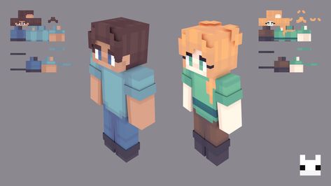 Steve Alex Minecraft, Steve X Alex Minecraft, Minecraft Skin Ideas, Alex Minecraft, Capas Minecraft, Rumah Minecraft Sederhana, Karakter Minecraft, Minecraft Images, Image Spiderman