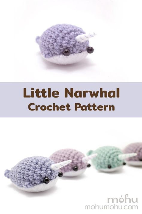 Crochet Simple Amigurumi, Mini Arigumi Patterns Free, Mini Things To Crochet, 30 Min Crochet Projects, Simple Crochet Animals, Crochet Mini Animals, Narwhal Crochet Pattern, Simple Crochet Projects For Beginners, Mini Crochet Patterns