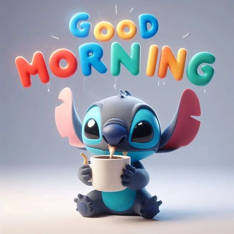 Good morning , leroy stich Good Morning Disney, Morning Coffee Images, Boy Cartoon, Coffee Images, Cute Good Morning Quotes, Good Morning Photos, Cute Good Morning, Morning Greetings, Good Morning Good Night