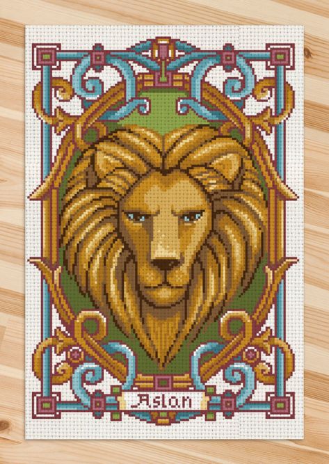 COUNTED STITCH pattern Aslan portrait Chronicles of Narnia | Etsy Narnia Perler Beads, Narnia Cross Stitch, Lion Cross Stitch, Narnia Cross Stitch Pattern, Lion King Cross Stitch Patterns, Griffin Cross Stitch, Lion And Lamb Cross Stitch Pattern, Chronicles Of Narnia Cross Stitch, Chronicles Of Narnia