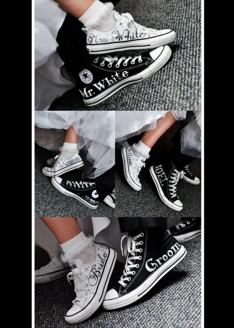 Bridal Converse, Rockabilly Wedding, Wedding Converse, Wedding Sneakers, Shoes Converse, Future Wedding Plans, Cute Wedding Ideas, Wedding Wishes, Halloween Wedding