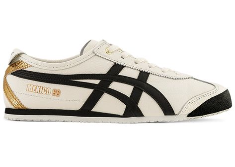 Men's Onitsuka Tiger Mexico 66 Gold Sneakers in Cream/Black Edible Moss, Tiger Black, Tiger Mexico 66, Onitsuka Tiger Mexico 66, Mexico 66, Men Cream, Shoe Wishlist, Gold Sneakers, Onitsuka Tiger