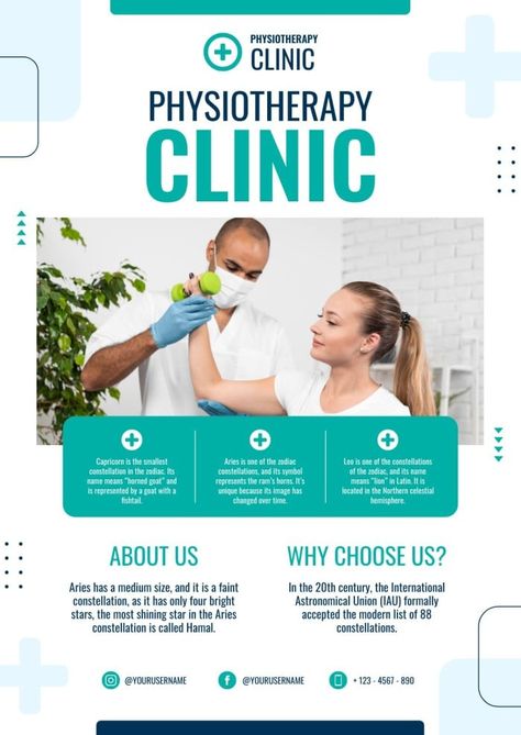 Geometric The Physiotherapy Clinic Poster Physiotherapy Clinic Poster, Physiotherapy Poster, Clinic Poster, Campaign Design, Physiotherapy Clinic, Home Poster, Poster Template, Free Graphic Design, Flash