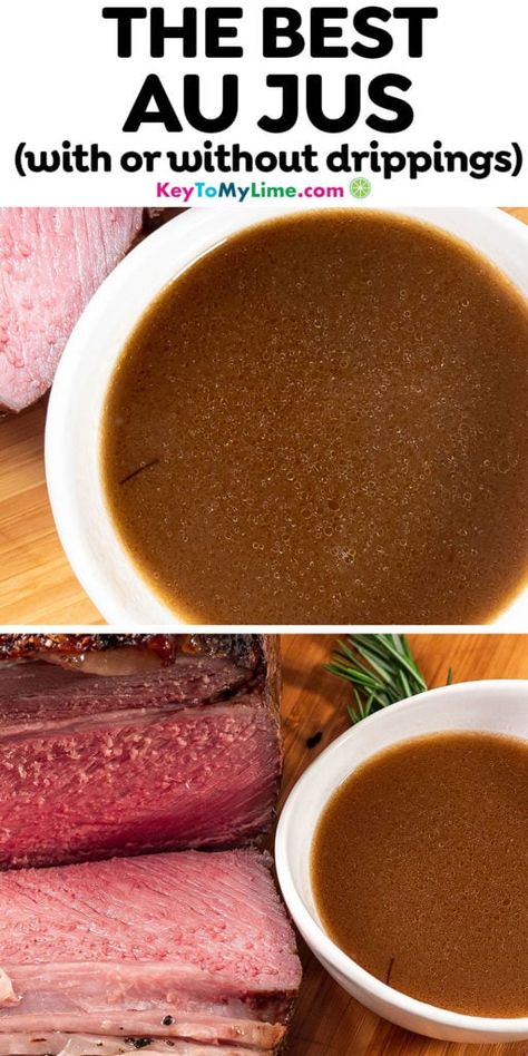 Homemade Au Jus, Easy Au Jus Recipe, French Dip Au Jus, Jus Recipe, Beef Au Jus, Au Jus Recipe, Roasted Beef, Rib Roast Recipe, Au Jus Gravy