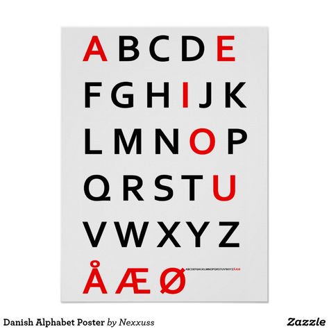 Danish Alphabet Poster Danish Alphabet, Danish Language Learning, Scandinavian Illustration, Danish Language, Study Strategies, Alphabet A, 3d Printed Metal, 3d Printing Pen, 3dprinting Design