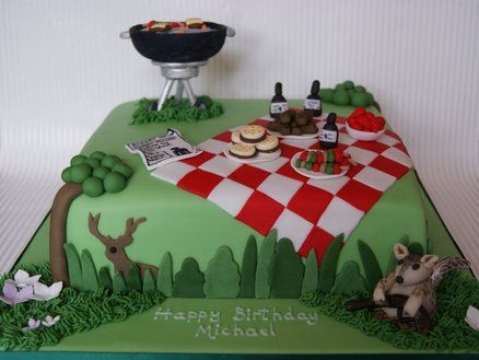 BBQ Birthday Cake  Cake by Arrayofcakes Bbq Birthday Cake, Picnic Theme Birthday, Picnic Cakes, Birthday Cakes For Adults, Cakes For Adults, Candy Land Cake, Candy Land Game, Birthday Barbecue, Picnic Themed Parties