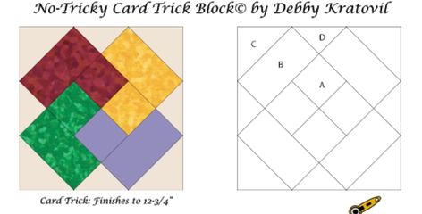 Debbies No Tricky Card Trick – Quilting Cubby Card Trick Quilt, Easy Card Tricks, Illusion Quilts, Lap Quilt Patterns, Quilt Club, 9 Patch Quilt, Block Quilt, Quilt Block Patterns Free, Quilt Square Patterns