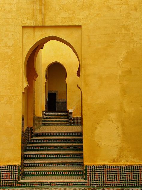 Morocco. Timur Tengah, Yellow Wall, Yellow Aesthetic, Beautiful Doors, Islamic Architecture, Color Stories, Mellow Yellow, Shades Of Yellow, Architectural Elements