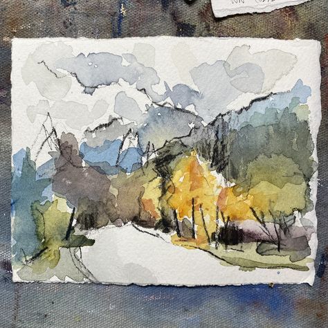 Easy Watercolor Landscape, Loose Watercolor Paintings, Tree Watercolor Painting, Watercolor Art Landscape, Tree Watercolor, Loose Watercolor, Watercolor Ideas, Watercolor Landscape Paintings, Watercolor Trees