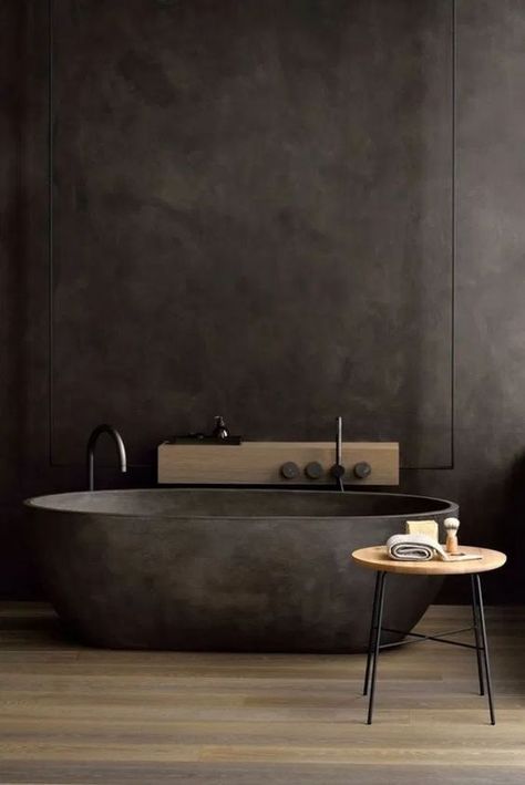 Bathroom Selfies, Luxury Bathtub, Concrete Bathroom, Interior Minimalista, Bathroom Design Inspiration, Small Bathrooms, Bathroom Design Luxury, Minimalist Bathroom, Rustic Bathroom