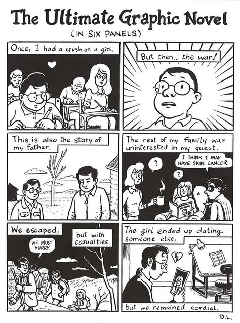 The Ultimate Graphic Novel in 6 panels by David Lasky Doodle Fiction, Comic School, Grafic Novel, Autobiographical Comics, Storyboard Ideas, Comic Design, Comic Book Layout, Novel Ideas, Life Comics