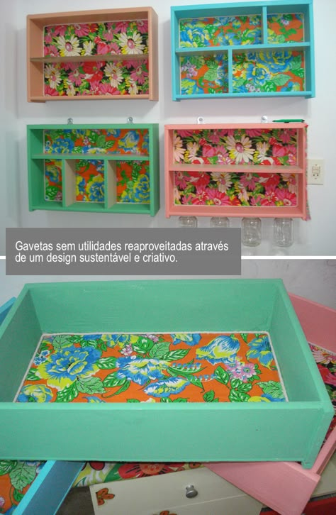 Blog de decoração. Ideias para decorar sua casa. Cozinhas, banheiros, quartos, salas. Ambientes decorados, arquitetura e jardinagem. Drawers Repurposed, Old Drawers, Upcycle Recycle, Sewing Rooms, Recycled Furniture, Copy Paste, Repurposed Furniture, Furniture Makeover, Diy Bedroom Decor