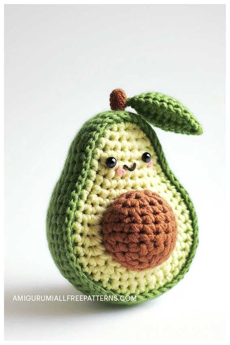 Amigurumi Avocado Crochet Free Pattern Avocado Amigurumi Free Pattern, Avocado Crochet Pattern Free, Crochet Avocado Pattern Free, Amigurumi Avocado, Avocado Crochet, Crochet Avocado, Crochet Characters, Arm Crocheting, Blanket Squares