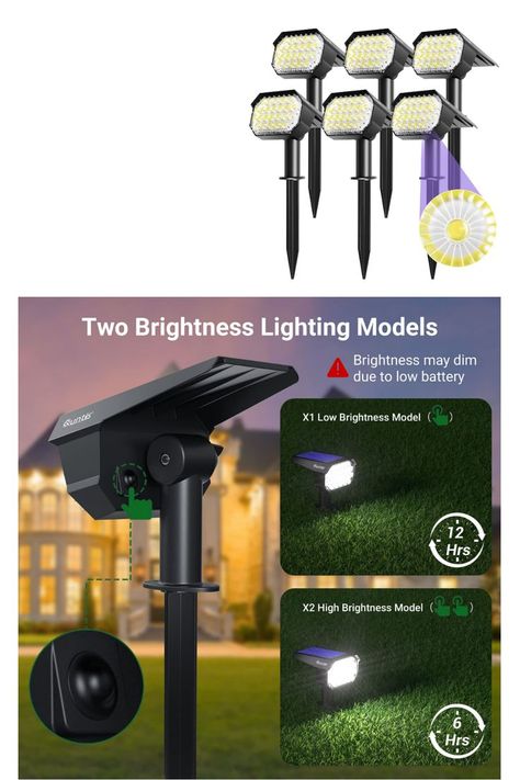 Solar Spot Lights Outdoor Landscape Lighting 6 Pack, Quntis 2-in-1 Ground & Wall Mounted Solar Low Voltage Landscape Lights, IP65 Waterproof Auto On/Off Pathway Light for Yard Driveway, Cold White Solar Uplighting, Solar Spot Lights Outdoor, Patio Walkway, Solar Spot Lights, Landscape Spotlights, Solar Landscape, Landscape Lights, Outdoor Landscape Lighting, Garden Porch