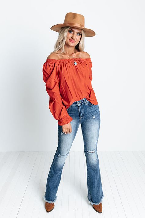 Rust top outfit