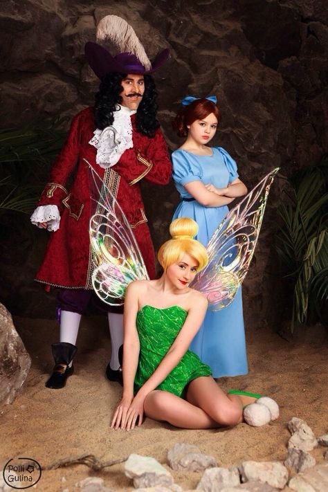 We all are looking for Peter Pan... by Tink-Ichigo.deviantart.com on @DeviantArt - Captain Hook, Wendy, and Tinkerbell, uploaded by the last Costume Couple Ideas, Wendy Costume, Tinkerbell Cosplay, Captain Hook Costume, Forest Halloween, Costume Couple, Tinkerbell Costume, Peter Pan Costumes, Unique Couple Halloween Costumes