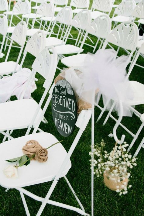 this seat reserved for those in heaven. Seat For Those In Heaven Wedding, This Seat Is Reserved For Someone In Heaven, Reserved Seating Wedding Heaven, Reserved For Those In Heaven Wedding, Sentimental Wedding Ideas, Reserved Seating Wedding, Hampton Wedding, Reserved Wedding Signs, Santa Barbara Courthouse Wedding