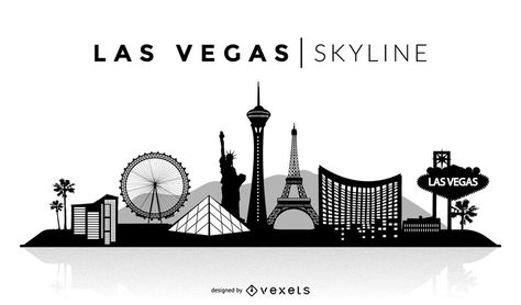 Las Vegas skyline silhouette design. You can see the most important buildings, it's isolated and it also says Las Vegas Skyline over the silhouette. Las Vegas Skyline Silhouette, Las Vegas Skyline Tattoo, Vegas Skyline Tattoo, Gambler Tattoo, Ruby Tattoo, Building Tattoo, Portrait Tattoo Sleeve, Las Vegas Skyline, Skyline Tattoo