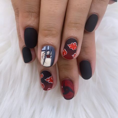 Itachi!… | Instagram Itachi Nails, Naruto Nails, October 21, Nail Tech, Naruto, Nail Designs, Nail Art, Hand Painted, Nails