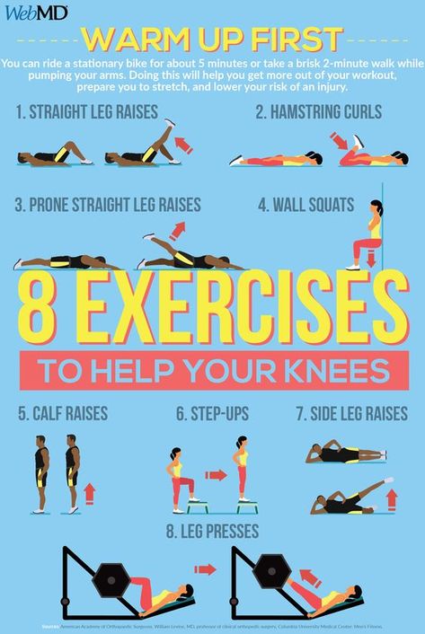 The best thing you can do to help your knee after in injury is to strengthen the supporting muscles and keep them flexible. These 8 exercises can help: Knee Strength, Straight Leg Raise, Knee Strengthening Exercises, How To Strengthen Knees, Knee Pain Exercises, Hamstring Curls, Bad Knees, Knee Exercises, Knee Pain Relief