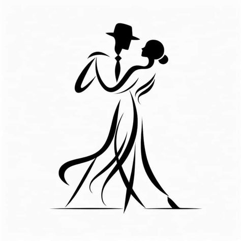 Silhouette Art Ideas Simple, Man Silhouette Drawing, Dancing Poses Drawing Reference, Dance Silhouette Art, Logo Design Dance, Dancing Drawing, African Women Painting, Tango Art, Dance Tattoo