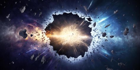 The Big Bang explosion with AI generated. Universe Explosion, Big Bang Space, Big Ban, 9th Grade, City Landscape, Space And Astronomy, Bible Art, Big Bang, Creative Process